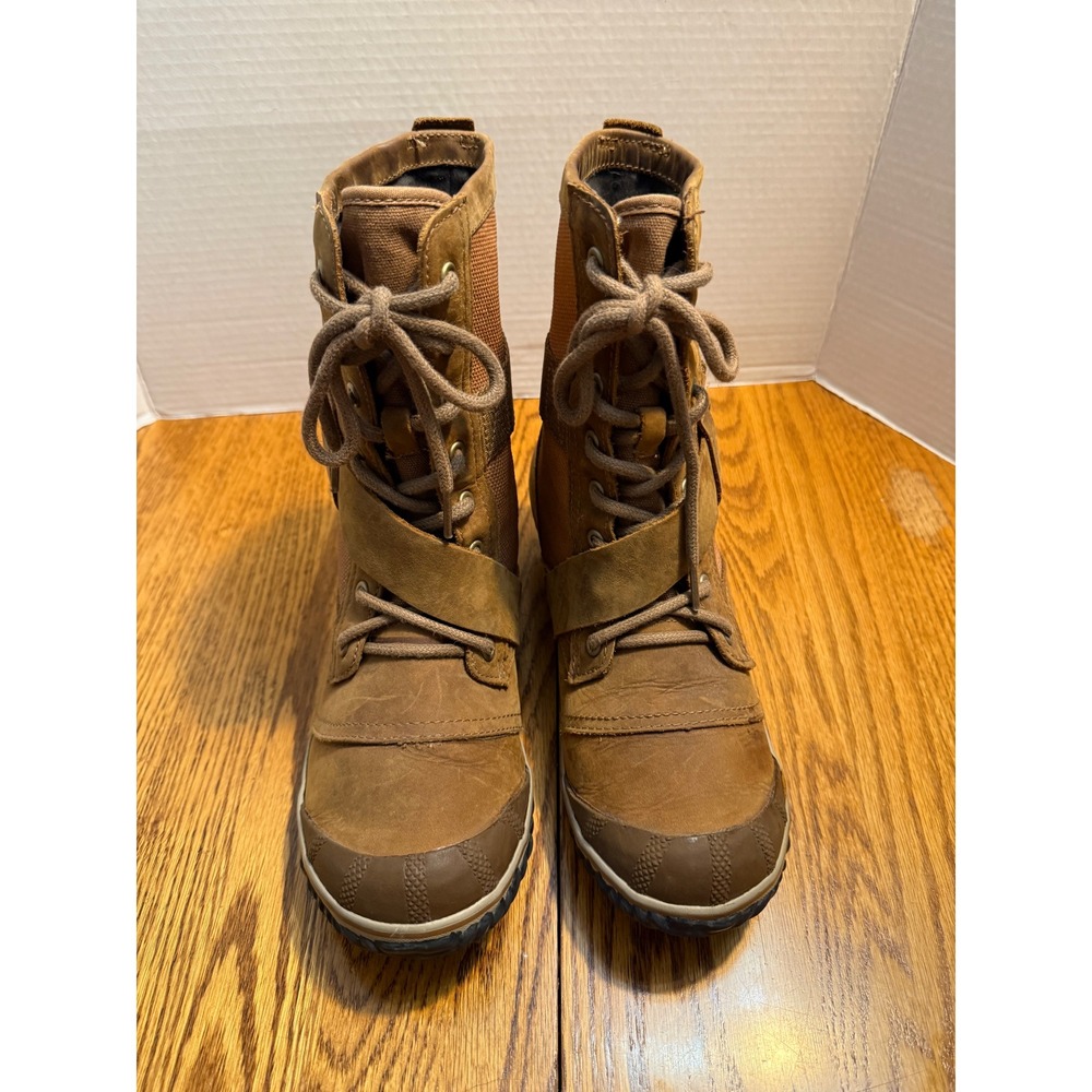 Sorel Major Carly Leather Lace Up Boots Ginger Brown NL2154-237 Womens 9.5